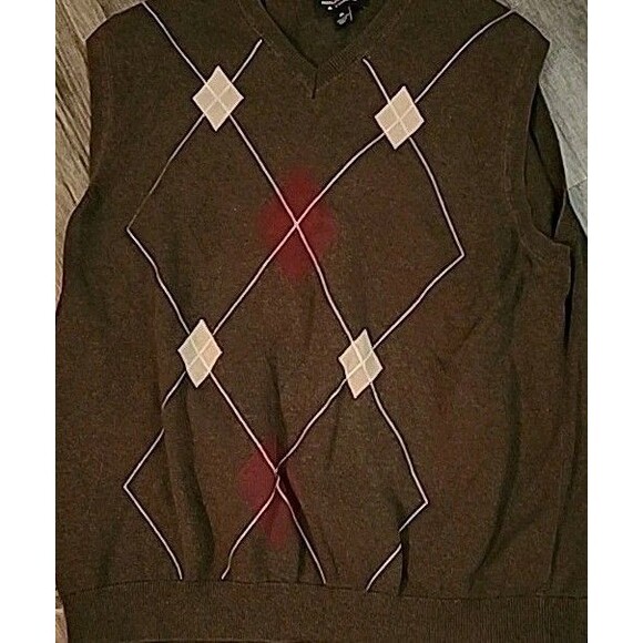 Roundtree & York Sweater Vest Mens XL Brown Argyle Preppy Academic Grandpa - Picture 3 of 8